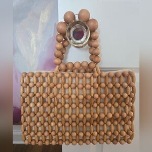 Cult Gaia Natural Wooden Beaded Clutch